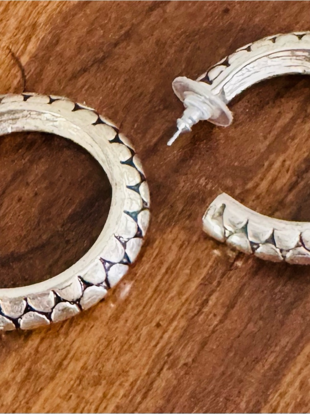 Textured Silver Hoop Earrings